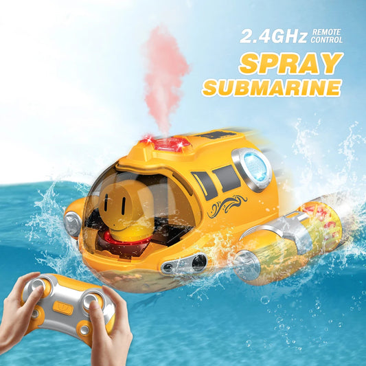2.4G Remote Control Motorboat With Spray Light Waterproof Double Propeller Rc Boat Outdoor Swimming Pool Kids Toy Gift For Boys