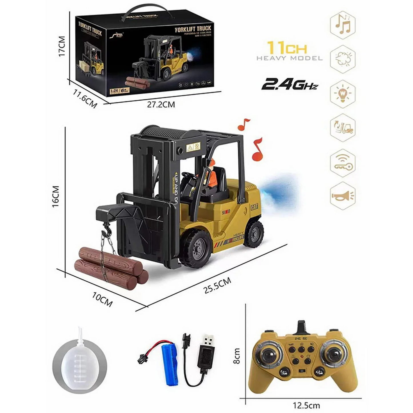 RC Trucks Forklift 2.4G Children Toys Remote Control Cars Toys for Boys Cranes Liftable Stunt Car Electric Vehicle for Kids Gift