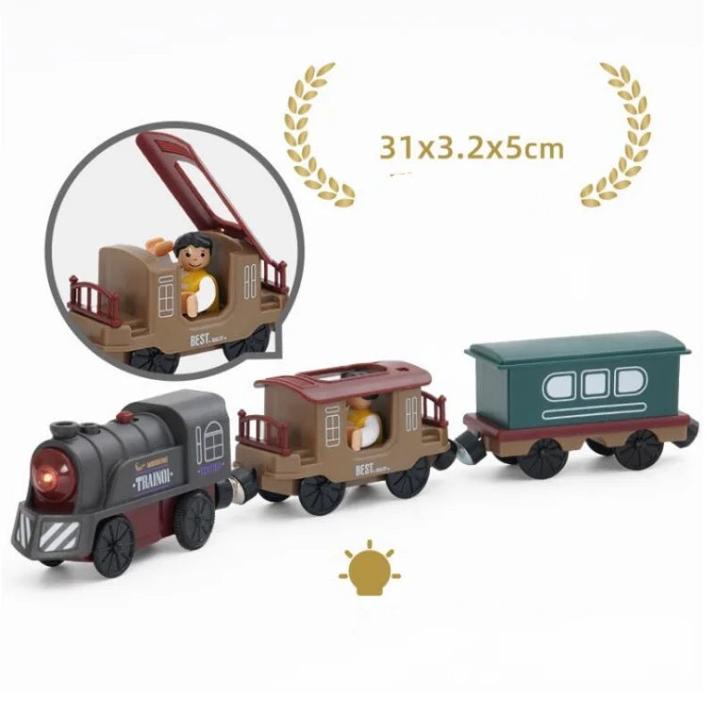 New Kids RC Electric Train Locomotive Magnetic Train Diecast Toy Fit for Wooden Train Railway Track Toys for Children