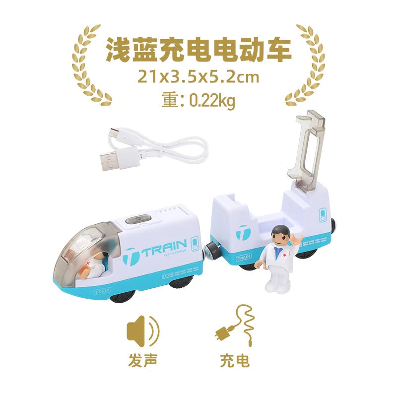 New Kids RC Electric Train Locomotive Magnetic Train Diecast Toy Fit for Wooden Train Railway Track Toys for Children