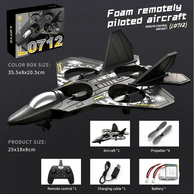 L0712 RC Plane 2.4G Remote Control Aircraft Gravity Sensing Helicopter Glider with Light EPP Foam Fighters for Boys Children