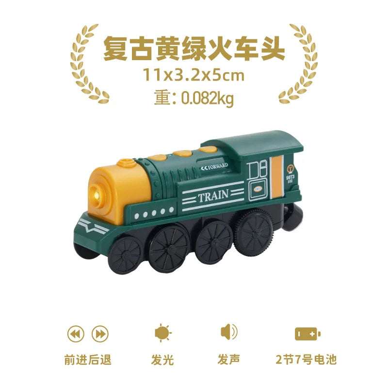 New Kids RC Electric Train Locomotive Magnetic Train Diecast Toy Fit for Wooden Train Railway Track Toys for Children