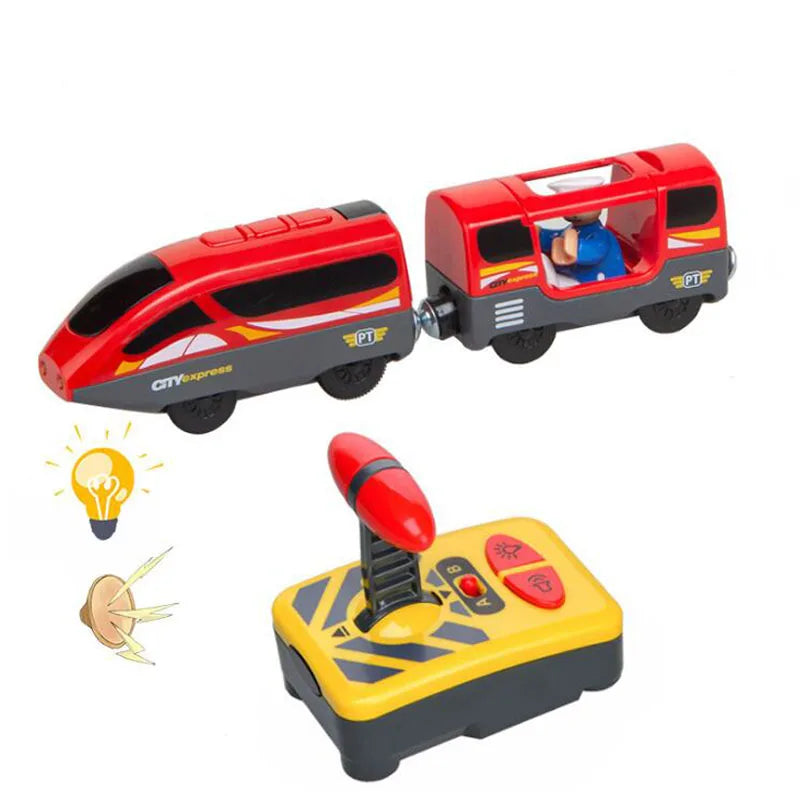 New Kids RC Electric Train Locomotive Magnetic Train Diecast Toy Fit for Wooden Train Railway Track Toys for Children