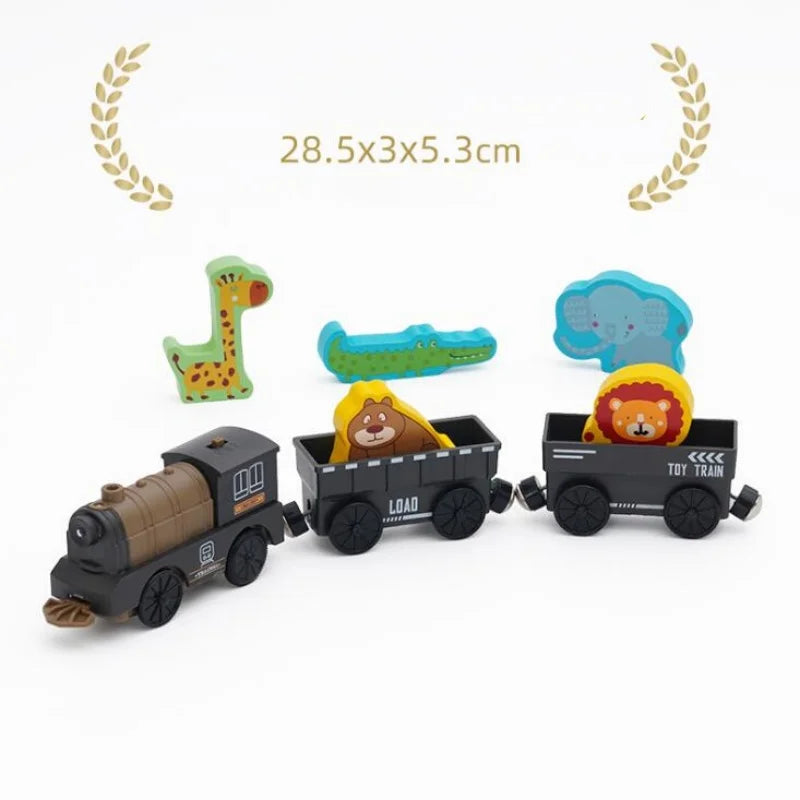 New Kids RC Electric Train Locomotive Magnetic Train Diecast Toy Fit for Wooden Train Railway Track Toys for Children
