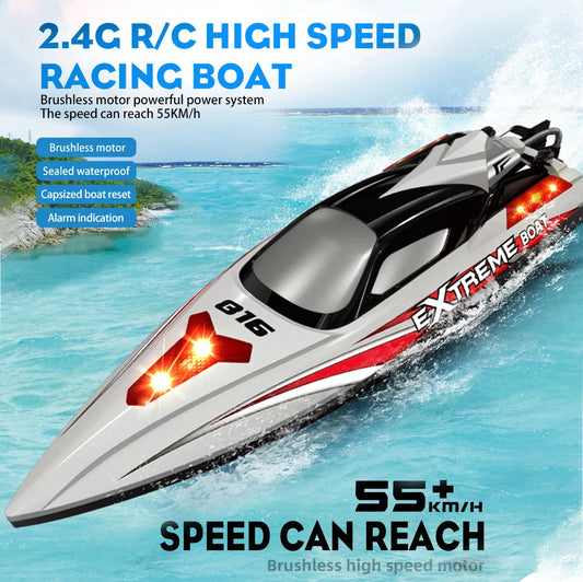 Hongxunjie HJ816PRO High-speed 55KM/H Speedboat Competitive Racing Boat Water Toy 2.4G RC Boat Brushless Net Pulling Boat Toy