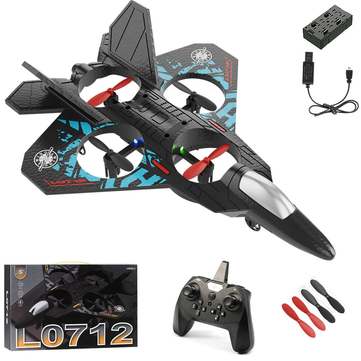 L0712 RC Plane 2.4G Remote Control Aircraft Gravity Sensing Aircraft Glider with Light EPP Foam Fighters for Boys Children