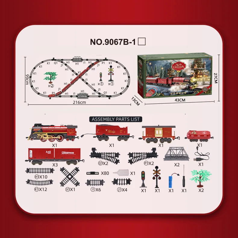 Christmas Series Classical Remote Control Small Train Tracks Electric Steam Track Train Model Lights Children'S Holiday Gifts