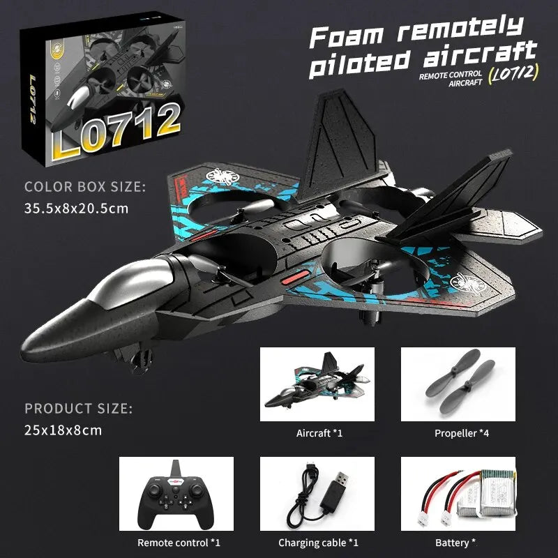 L0712 RC Plane 2.4G Remote Control Aircraft Gravity Sensing Helicopter Glider with Light EPP Foam Fighters for Boys Children