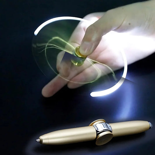 Spinner Pen, Multi-Function Ballpoint Pen, Rotating Metal Pen with LED Light, Creative Decompression Gyro Pen