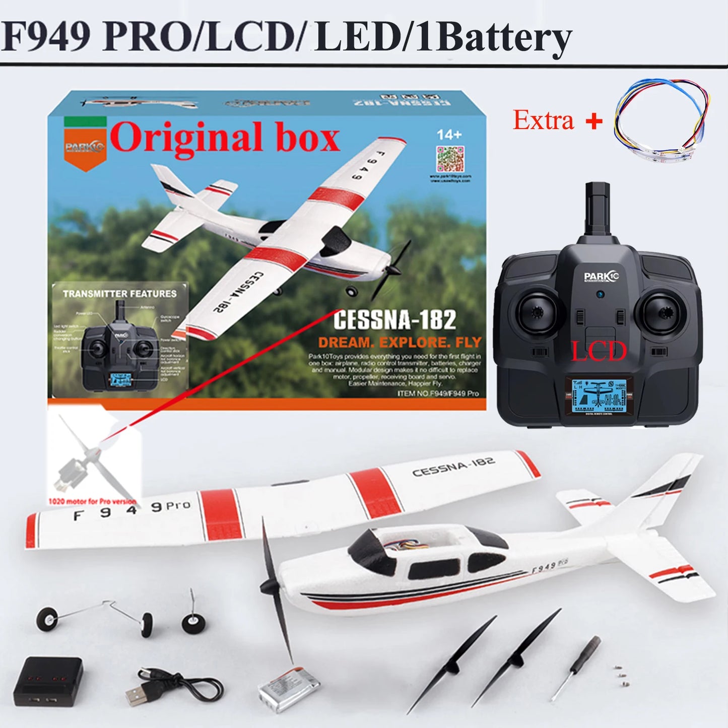 【C0】WLtoys 2.4G F949 LCD Version RC Airplane Cessna 182 3D6G 3Ch Fixed Wing Plane Outdoor Drone RTF With Gyroscope And Night