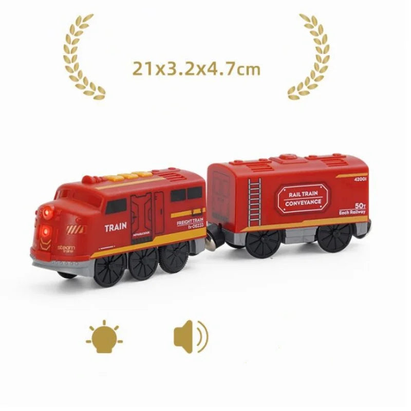 New Kids RC Electric Train Locomotive Magnetic Train Diecast Toy Fit for Wooden Train Railway Track Toys for Children